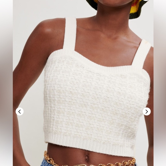 Maje Tops - Maje White Textured Knit Crop Top